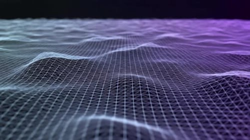 Futuristic 3D Wireframe Mesh with Purple and Blue Gradients
