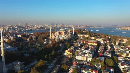 Aerial View of Hagia Sophia Ayasofya Camii in Istanbul