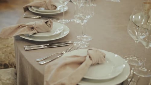 Elegant Table Setting Ready for a Wedding Celebration