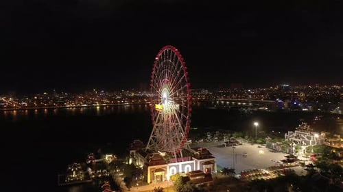 Luftaufnahme der Skyline von Ho-Chi-Minh-Stadt in Vietnam bei Nacht