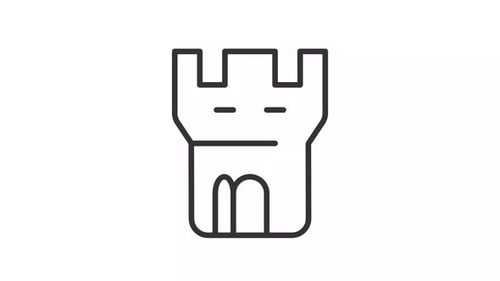 Animated Line Art Minimalist Castle Tower Icon