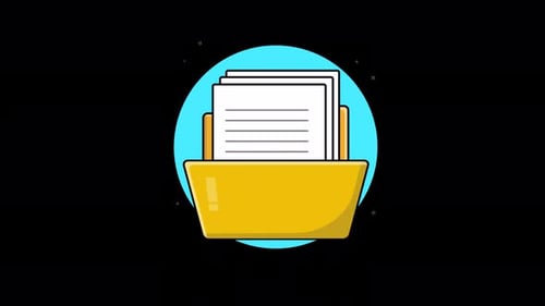 Open Folder with Document. Cloud Storage Concept Animation Video - Transparent