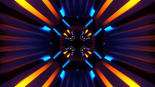 Orange And Blue Neons Reverse Movement Tunnel Background Vj Loop In 4K