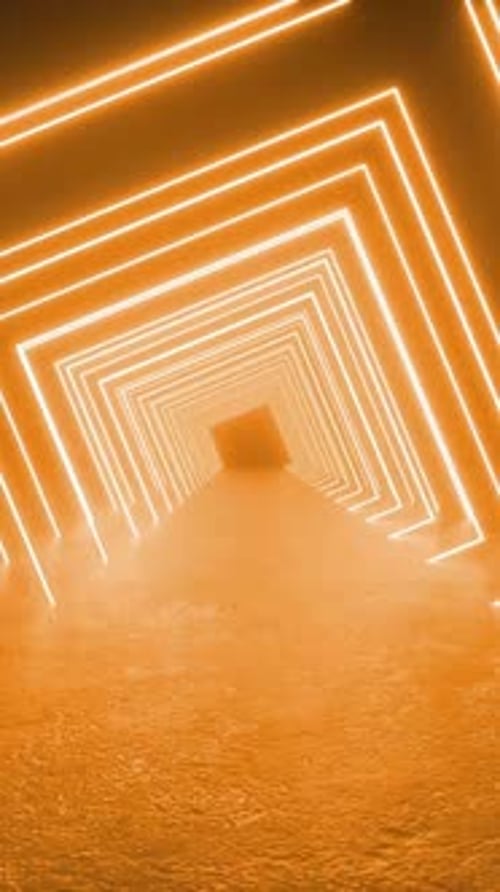 Glowing Neon Square Tunnel Motion Background