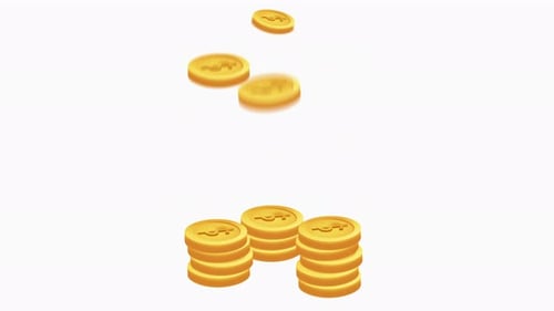 Falling Coins and Stacking Bills Money Animation