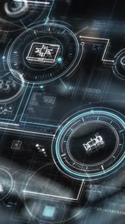 Digital HUD Interface with Futuristic Technology Elements Animation