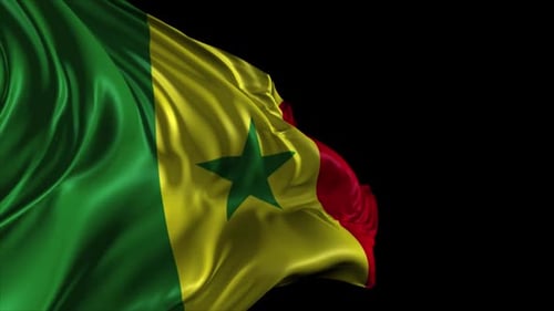 Realistic Waving Flag of Senegal on Alpha Channel