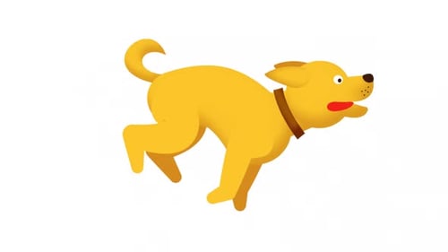 Cartoon Yellow Dog Running Loop Animation