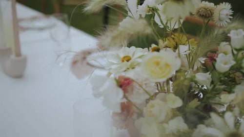 Elegant Wedding Table Setting in Rural Garden