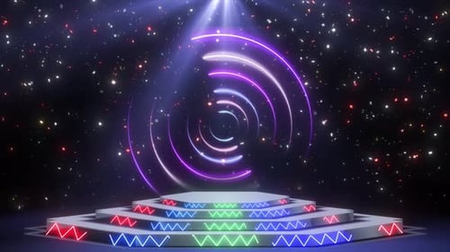 Stage Animation With Circle Animation Background Beautiful Neon Effects. . Neon Light And Stage Neon