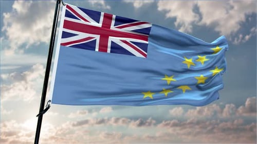 Tuvalu Flag Background Realistic Waving In The Wind 4K