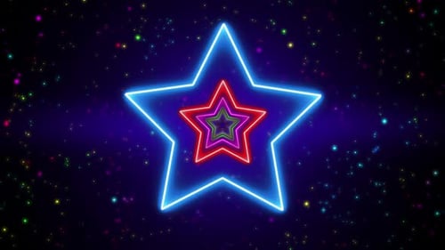 Animated Neon Star Tunnel Loop Background