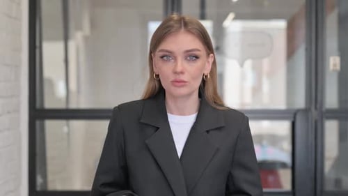 Webcam View of Young Businesswoman Doing Video Chat