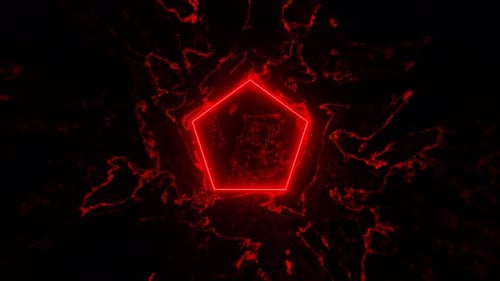 Red And Purple And Green Pentagon Liquid Effect Background Loop Animation With Rotation In 4K