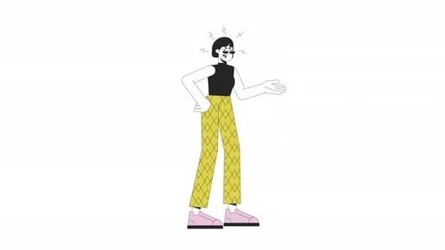Animación de personajes 2D de mujer asiática quejándose