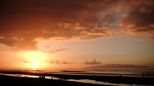 Beautiful Golden Sunset at the Ocean Beach