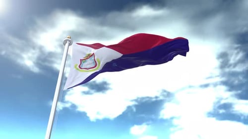 Realistic 3D Sint Maarten Flag Waving Loop