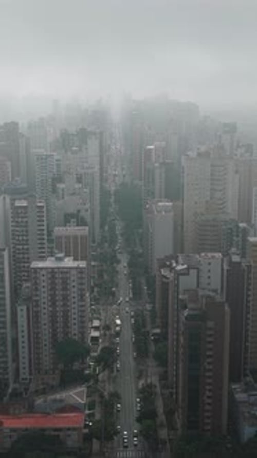 pollution Curitiba morning life with busy Curitiba city and pollution skyline pollution