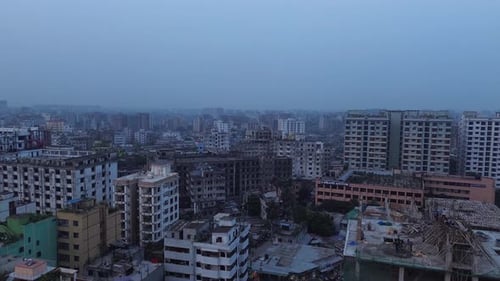 City buildings drone shot