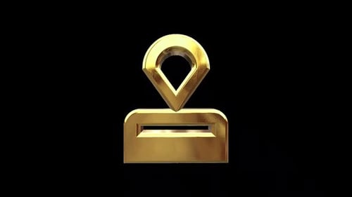 3D Gold Location Pin Icon Animation
