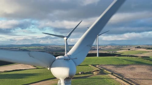Wind Farm Turbines Generating Reliable Renewable Power Aerial View
