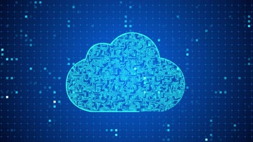 Animated Futuristic Cloud with Digital Circuit Board Pattern