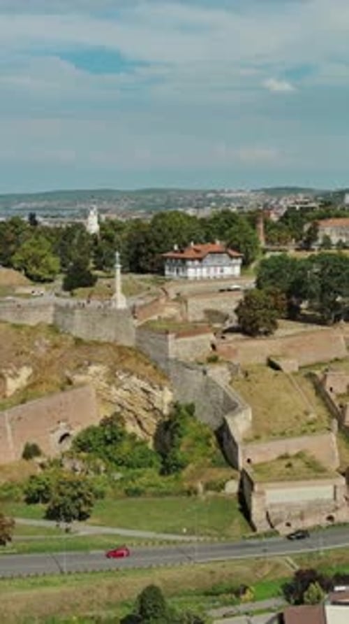 Kalemegdan fort in Belgrade Serbia and Save river