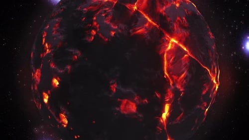 Sterbender Planet mit heißem Magma, 4K