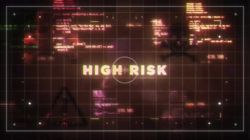 Animated Glitch High Risk Warning with Skull and Crossbones