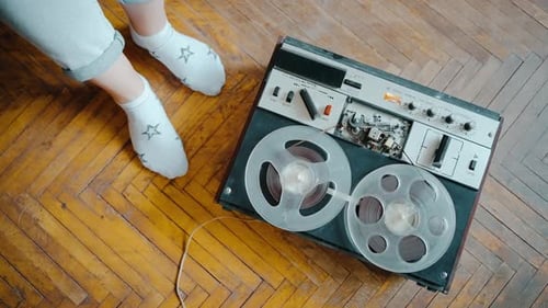 Reel to Reel Tape Recorder being Operated