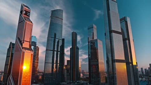 Aerial View of Skyscrapers Moscow City and Business District