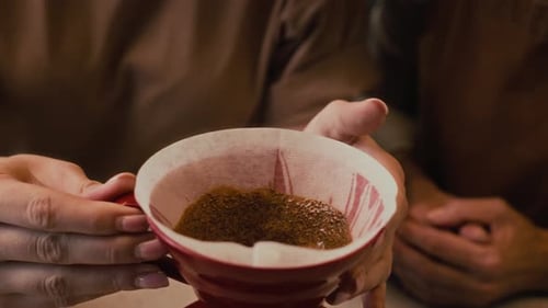 Unrecognizable Young Woman Making Drip Coffee