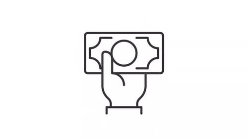 Animated Line Icon of Hand Holding Banknote