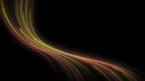 Abstract Flowing Neon Light Trails Background Loop