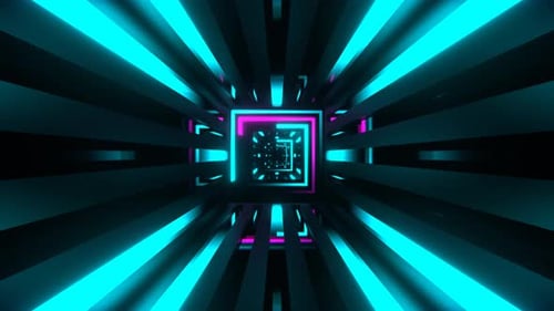 Cyan And Pink Different Neon Lines Tunnel Background Vj Loop In 4K
