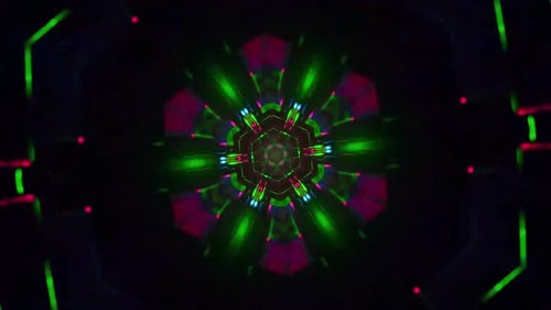Dynamic Neon Geometric Abstract Kaleidoscope Background