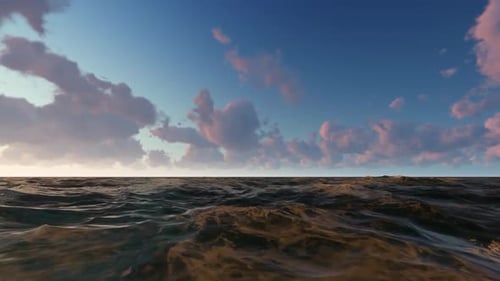 The sea sparkles with the reflection of the sun