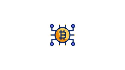 Animated Flat Design Bitcoin Icon for Cryptocurrency Technology