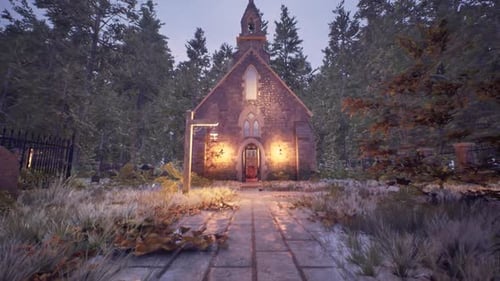 Iglesia del cementerio Rainy Day
