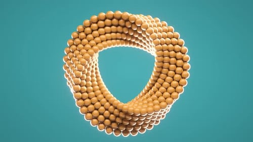 3D Loop Animation of Spinning Balls Molded Into Uneven Circle