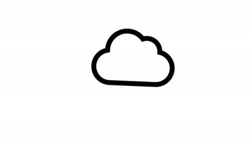 Minimalist Cloud Icon with Rain Squares Animation