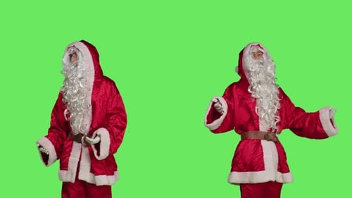 Santa Claus Dancing on Green Screen Background