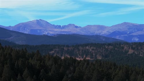 Denver Colorado Mount Blue Sky Mt Evans fourteener prominent peak fall autumn aerial drone Pine Coni