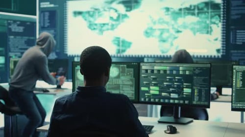 Team of Programmers Working at Computers in Office