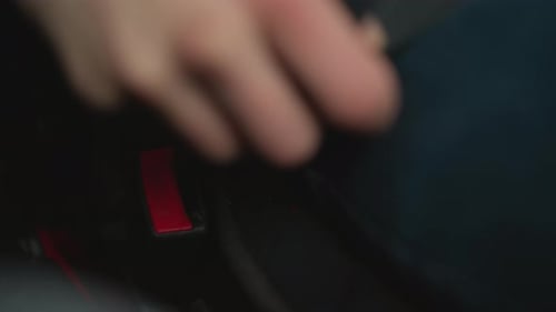 Car Owner Hand Locking Seat Belt In Cabin