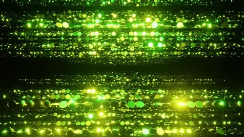 Yellow spherical particles awards overlay loop background 3d render. The luxurious yellow particle