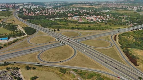 Aerial View of Road Interchange or Highway Intersection