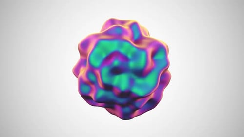 Amazing moving shiny colorful organic object abstract on white and grey background. Loop motion.