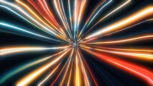 Energy hyper tunnel multicolour background with neon lights and stripes