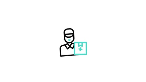 Animated Flat Design Delivery Person Icon with Package